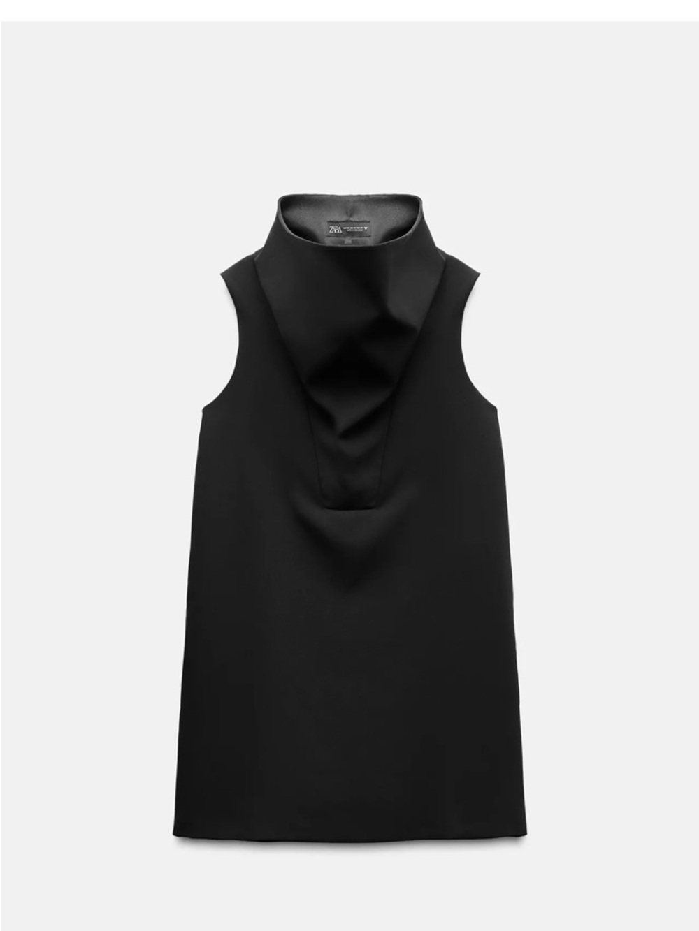 Zara Black Sleeveless High-Neck Mini Dress